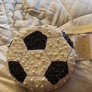 Black and White Beaded Crossbody Bag